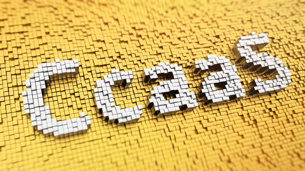 'CcaaS' made from cubes, mosaic pattern. CcaaS stands for Contact Centre as a Service.