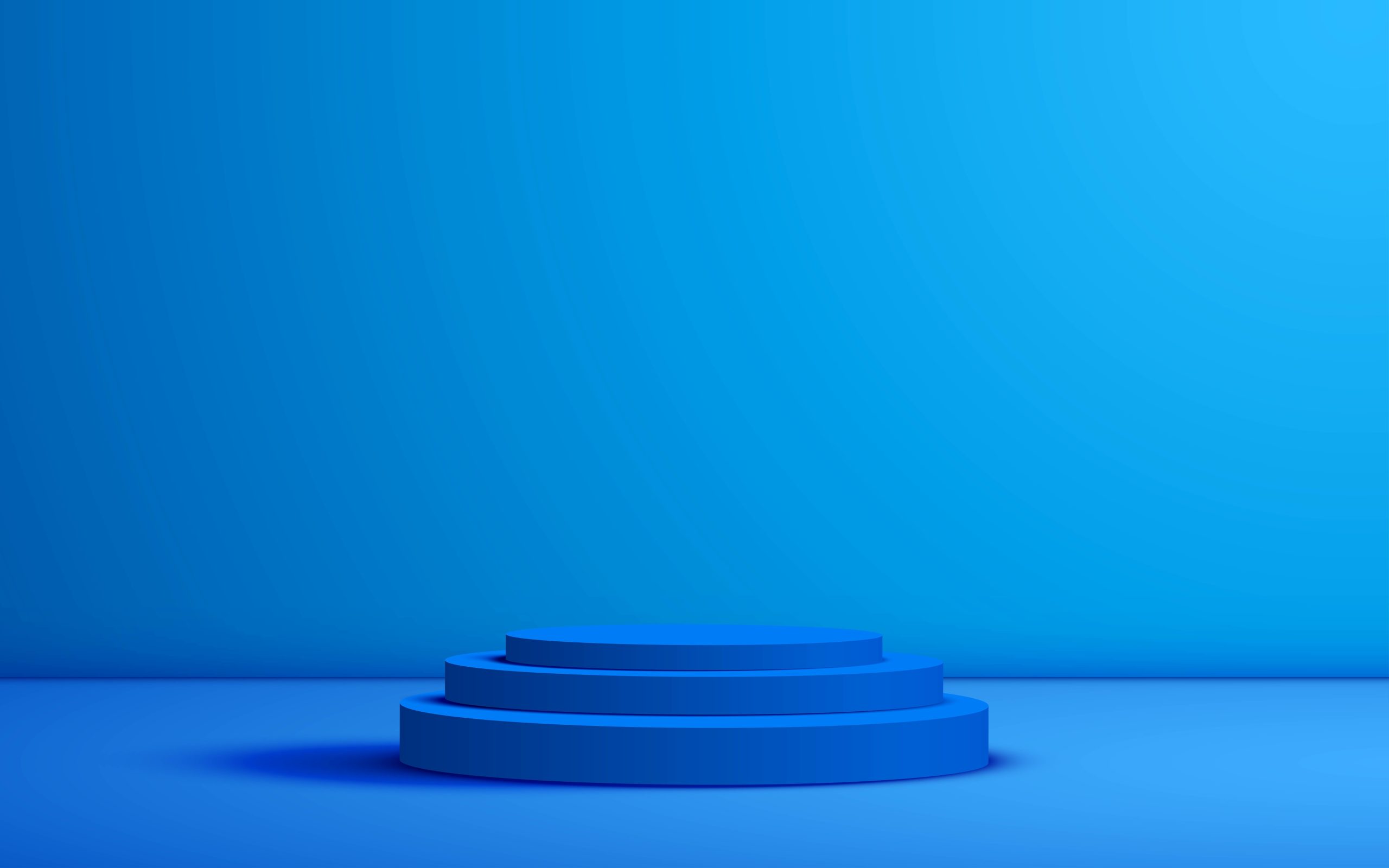 A blue podium in a blue room