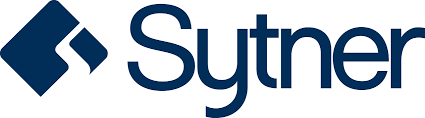 Sytner logo. Sytner logo is in a navy blue colour with a simple font with a diamond next to it with a road going through the navy diamond.