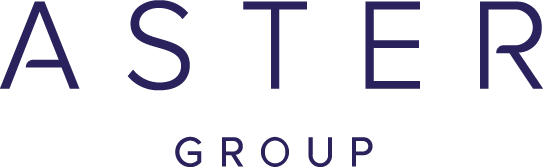 Aster Group logo in their branded blue colour